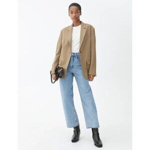 Arket Oversized Wool Hopsack Blazer Beige Size EU 44/ Large
